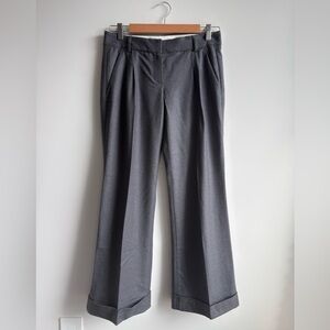 Theory Charcoal Wool Wide-Leg Low Rise Trousers